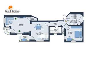 Home in the City, grüne Altbau-Oase in Wiesbaden! Kulturdenkmal-Villa, helle 2 Zi, 2 Balkone, 80 m² – Die vollständige Adresse der Immobilie erhältst du vom Anbieter., 65195 Nordost, Wiesbaden – Vorschaubild 3