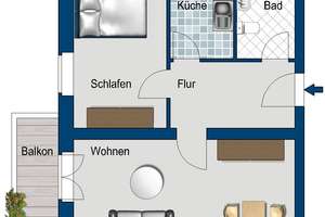 Ruhige Lage!  Neu sanierte 2 Zimmer Wohnung im 1. Obergeschoß ab sofort zu vermieten! – Heinz-Bongartz-Str. 12, 1239 Lockwitz, Dresden – Vorschaubild 2