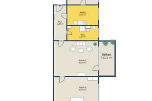 Ruhige 3-Raum-Wohnung mit Balkon und Bad mit Dusche – Löbauer Str. 75, 4347 Schönefeld-Ost, Leipzig – Vorschaubild 2