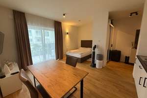 Mödernes möbliertes 1-Zimmer-Apartment mit Terrasse – Rosa-Kempf-Straße 19, 81248 Freiham, München – Vorschaubild 1