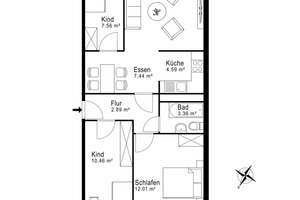 3-Raum-Wohnung, Balkon, Top-Einbauküche + Fernseher geschenkt – Wolgograder Allee 62, 9123 Hutholz, Chemnitz – Vorschaubild 14