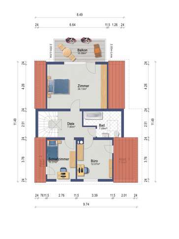 Grundriss Einfamilienhaus DG