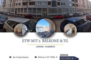 3 Zimmer Eigentumswohnung in Plagwitz mit 2 Balkone, TG-Stellplatz und Gäste WC bequem per Aufzug er