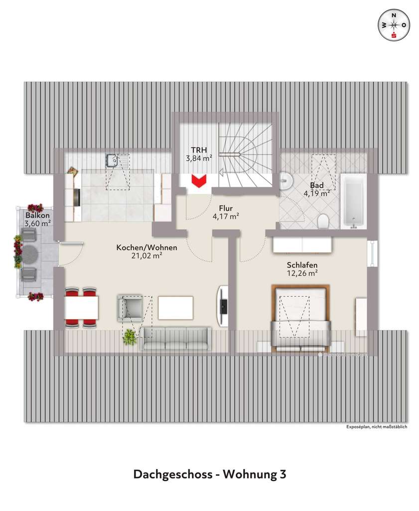 Immobilie in Dießen am Ammersee - Lichtdurchflutete Dachgeschosswohnung - Bild 1