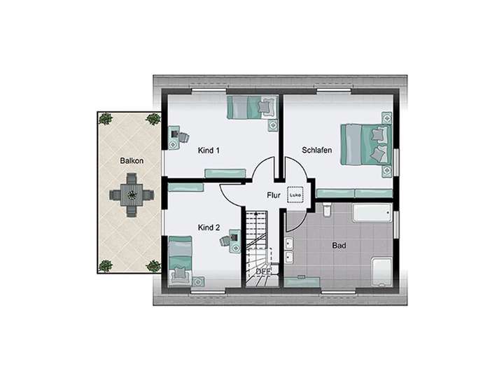 Grundriss OG mit Balkon 