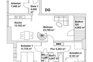 Dachgeschosswohnung über 2 Etagen mit Balkon und Parkett – 2 Bäder – Lohrstraße 26, 9113 Schloßchemnitz, Chemnitz – Vorschaubild 10