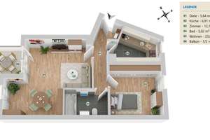 Außergewöhnlich gepflegte 2-Zimmer-Wohnung mit Südost-Balkon und TG-Platz in Perlach-Süd – Die vollständige Adresse der Immobilie erhältst du vom Anbieter., 81739 Altperlach, München – Vorschaubild 15