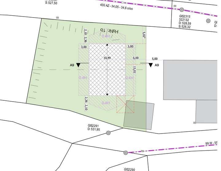 Grundstück mit Abstandsflächen