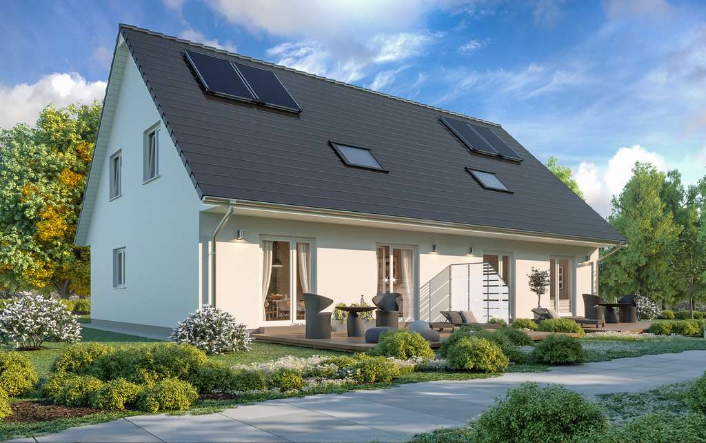 KFW 40 Scanhaus Doppelhaushälfte und Baugrundstückshinweis in  Elmshorn