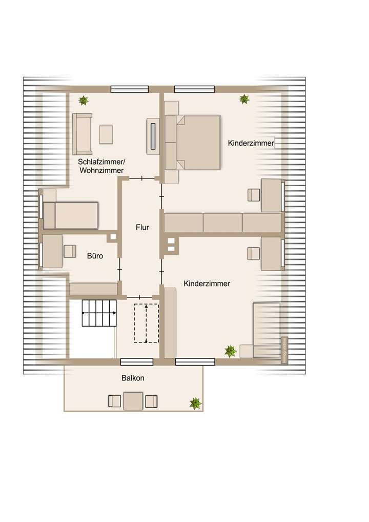 Schlafen und Arbeiten im obere