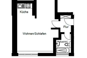 Modernes 1-Zimmer-Apartment, renoviert, offener Kochbereich, Schlafnische, Wandschrank,Tageslichtbad – Saarstraße 105, 46045 Altstadt-Süd, Oberhausen – Vorschaubild 15