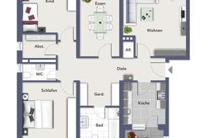 Großzügige 4‑Zimmer‑Wohnung mit zwei Balkonen im Süden Münsters – Die vollständige Adresse der Immobilie erhältst du vom Anbieter., 48153 Schützenhof, Münster – Vorschaubild 2