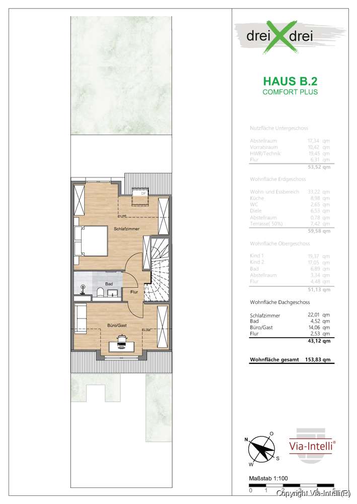 Dachgeschoss mit zweitem Bad