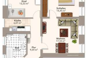 3-Raum Wohnung  in Sudenburg – Die vollständige Adresse der Immobilie erhältst du vom Anbieter., 39112 Sudenburg, Magdeburg – Vorschaubild 9