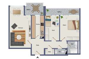 Gut geschnittene 3-Zimmer-Wohnung in attraktiver Lage – Die vollständige Adresse der Immobilie erhältst du vom Anbieter., 76229 Grötzingen, Karlsruhe – Vorschaubild 10