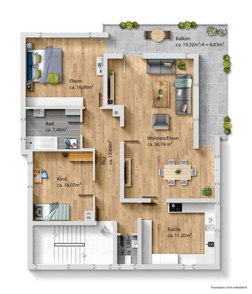 Immobilie in Dietenheim - Lichtdurchflutete 3,5-Zimmer-Eigentumswohnung mit großem Süd-West-Balkon in angenehmer Wohnlage! - Bild 1