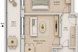 Moderne 2-Zimmer-Wohnung mit großem Westbalkon nahe U3 Obersendling – Tölzer Straße 5a, 81379 Thalkirchen, München – Vorschaubild 9