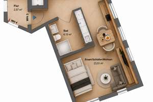 Möbliertes 1-Zimmer-Apartment in Stuttgart-Hedelfingen - frisch renoviert & clever geschnitten – Gärtnerstraße 16, 70329 Hedelfingen (Ortsteil), Stuttgart – Vorschaubild 5