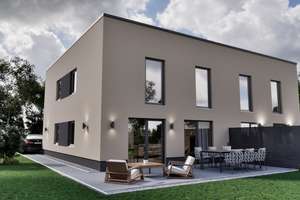 Neubau Kubus-Doppelhaushälfte, FBH, A+, Photovoltaik, Lüftung, Bodenplatte