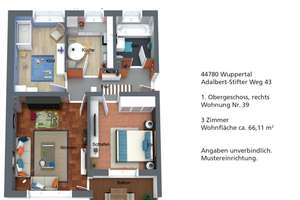 Zuhause mit 3 Zimmern in Wuppertal – Adalbert-Stifter-Weg 43, 42109 Uellendahl-Katernberg, Wuppertal – Vorschaubild 2