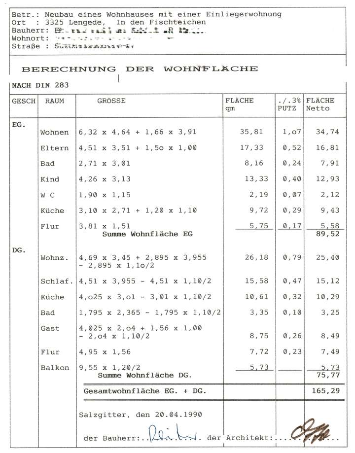 Berechnung Wohnfläche