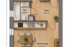 Licht. Raum. Südbalkon. 2 Zimmer DG Wohnung mit Einbauküche ++Decker Immobilien++ – Die vollständige Adresse der Immobilie erhältst du vom Anbieter., 84478 Waldkraiburg – Vorschaubild 7