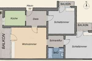 3-Zimmer-Wohnung mit 3 Balkonen in ruhiger Lage von Augsburg-Kriegshaber (befristet auf 4 Jahren)