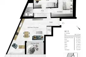 Elegante 4 Zimmer Wohnung inklusive Einbauküche und Dachterasse – Ludenbergerstraße 15, 40629 Düsseldorf – Vorschaubild 14