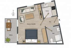 Helle 1-Zimmer Wohnung - Regenburg (nah zu Stadt am Hof) – Schwandorfer Straße 10, 93059 Steinweg-Pfaffenstein, Regensburg – Vorschaubild 2