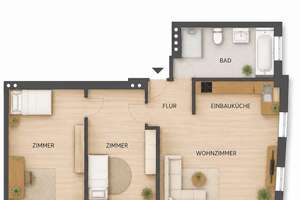Charmante 2,5-Zimmer-Wohnung mit offenem Wohn- und Kochbereich inkl. EBK – Leipziger Platz 16, 99085 Krämpfervorstadt, Erfurt – Vorschaubild 7