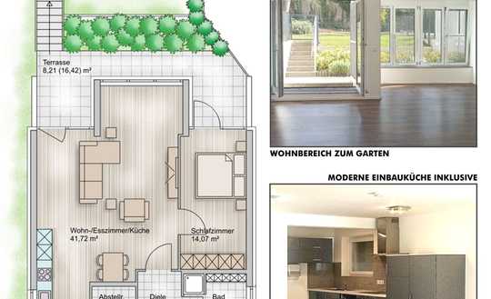 MODERNE ELEGANZ - 2-ZKB  mit großer Gartenterrasse