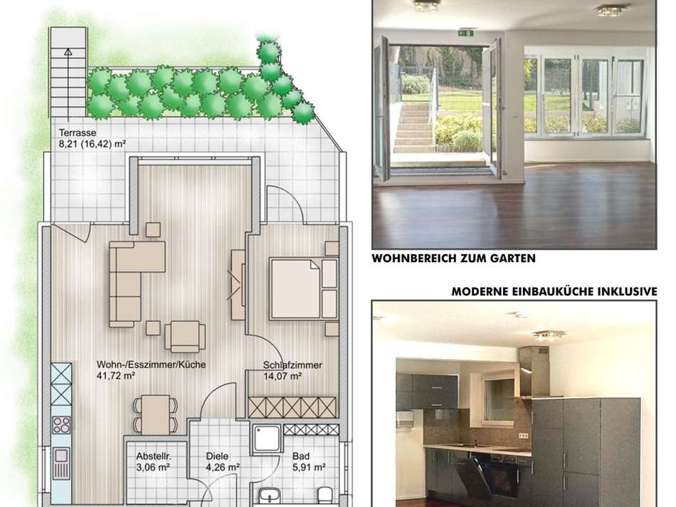 2-ZKB m. großer Gartenterrasse