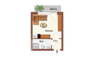 Helle energiesparende 1 Zi-Wohnung zur Gartenseite mit Balkon – Corellistraße 11, 40593 Urdenbach, Düsseldorf – Vorschaubild 6