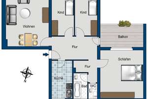 2 2/2 Zimmerwohnung  - mit neuem Tageslichtbad und Balkon – Jungfernheideweg 55, 13629 Siemensstadt, Berlin – Vorschaubild 2