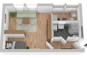 helles zentrumsnahes 1 Zi-Appartment mit neuwertiger Einbauküche