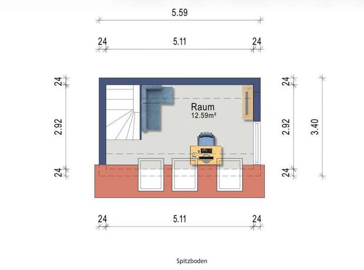 Grundriss Spitzboden