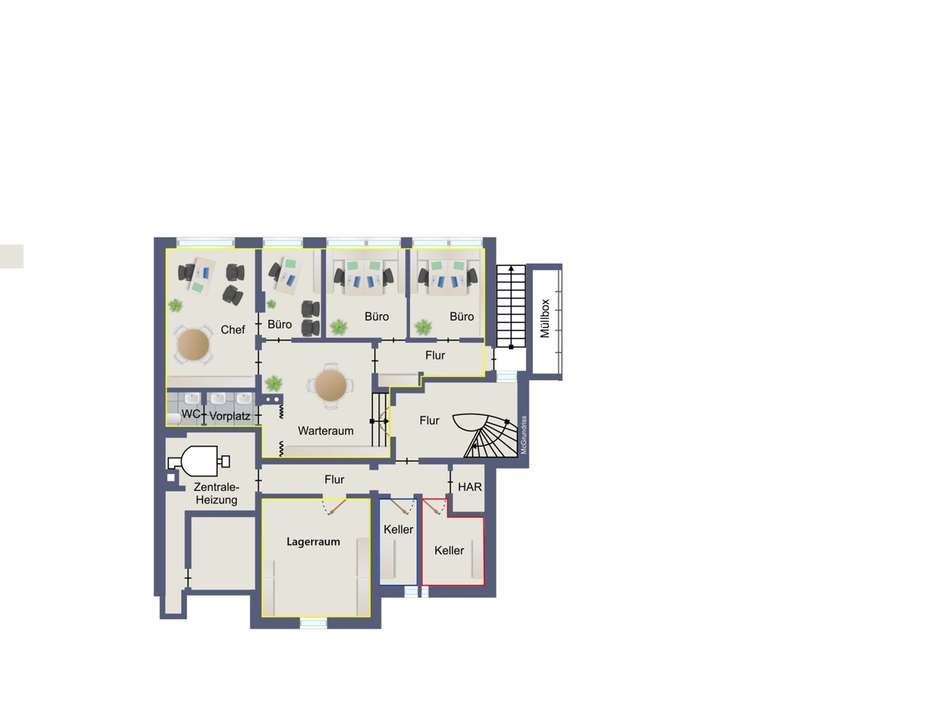 Grundriss visualisiert UG