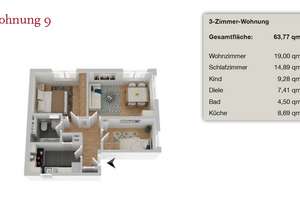 Schöne helle 3 Zimmer Wohnung in ruhiger Wohnlage – 40549 Heerdt, Düsseldorf – Vorschaubild 12