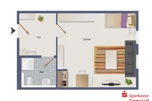 Helles 1-Zimmer Apartment in zentraler Lage – Die vollständige Adresse der Immobilie erhältst du vom Anbieter., 64295 Darmstadt-West, Darmstadt – Vorschaubild 7