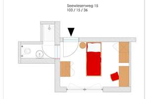 Einzelzimmer-Apartment möbliert im 1. Obergeschoss mittig links – Seewiesenweg 15, 69124 Kirchheim, Heidelberg – Vorschaubild 7