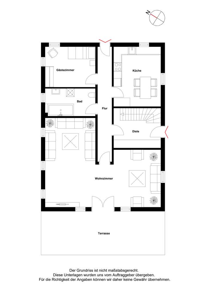 Erdgeschoss mit Beispielmöb...