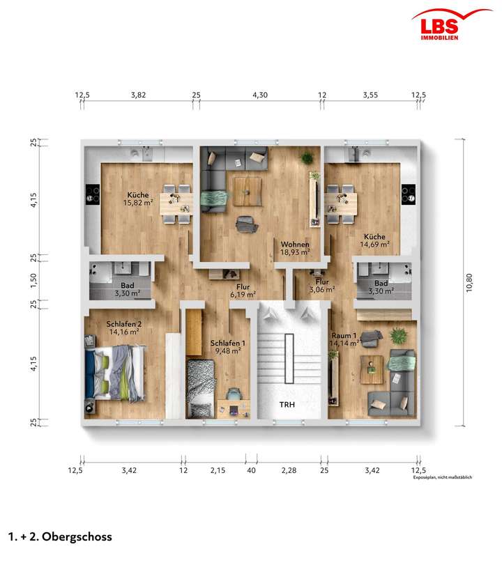 Grundriss 1. + 2. OG
