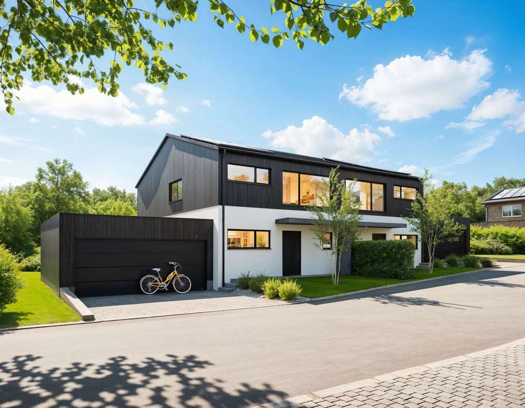 Immobilie in Iggensbach - Neubau-Doppelhaushälfte in ökologischer Holzbauweise, Doppelgarage und PV-Anlage – Effizienzhaus 40 - Bild 1