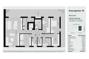 Exklusive 5-Zimmer-Penthousewohnung mit Aufzug direkt in die Wohnung & großer Südwest-Dachterrasse – Hasengartenstr. 15, 65189 Südost, Wiesbaden – Vorschaubild 8