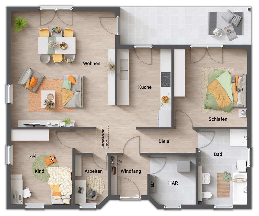 Immobilie in Bescheid - Winkelbungalow 108 massiv gebaut, Preis inkl. Grundstück - Bild 4