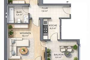 Helle 2-Zimmer Wohnung im 2. OG mit Balkon in Stadtfeld Ost – Annastraße 23b, 39108 Stadtfeld Ost, Magdeburg – Vorschaubild 3