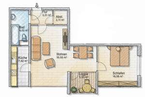 Sanierte 2 Z. ETW mit EBK, Balkon, Klima und Parkplatz  – Die vollständige Adresse der Immobilie erhältst du vom Anbieter., 30451 Linden-Nord, Hannover – Vorschaubild 3