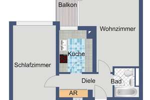 WBS-Wohnung in Offenbach-Lauterborn: 2 Zimmer mit Balkon und Aufzug – 63069 Lauterborn, Offenbach am Main – Vorschaubild 3