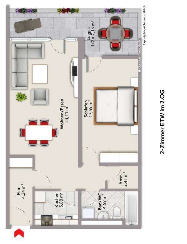 Renovierungs-/ Sanierungsbedürftige 2-Zi.-ETW im 2.OG mit Aufzug zzgl. TG-Stellplatz (Duplex), Konstanz Kreis – Bild 3