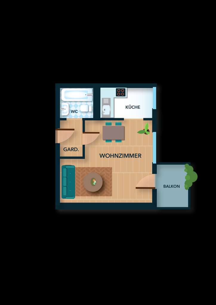 Immobilie in Nürnberg - Renovierungsbedürftige 1-Zimmer Wohnung mit Süd-Balkon in Nürnberg-St. Johannis - Bild 1
